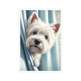 Funny West Highland Terrier Bath Print Humor Animal Pet poster for Modern Home Decor Kid Bathrooms Decoration 12x16in Unframed