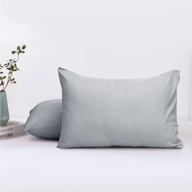 Hriksh Travel Pillow Case 12x18 Size Pack of 2 Pieces 100% Egyptian Cotton Zipper Closure 500 Thread Count Toddler Pillowcase Fits Up to 12x18, 12x16 or 11x15 Silver Grey