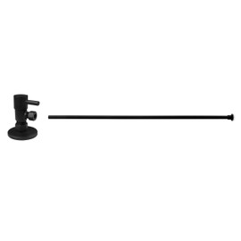 Westbrass D105QRT-62 5/8" x 3/8" OD x 20" Flat Head Toilet Supply Line Riser Kit with Round Handle 1/4-Turn Angle Stop, Matte Black
