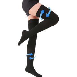 20-30 mmHg Thigh High Compression Socks 1 Pair Open- Toe Compression Stockings for Men Women Varicose Veins Edema DVT Swollen legs Travel Flight Pregnant