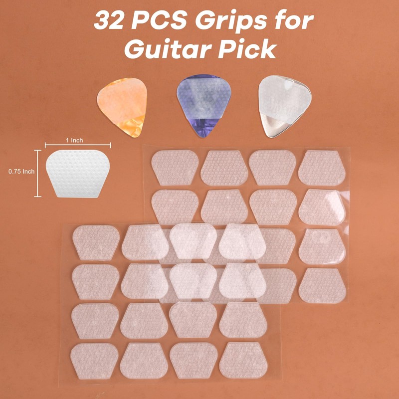 32pcs Guitar Picks Grips, Large Silicone Soft Grips with 3