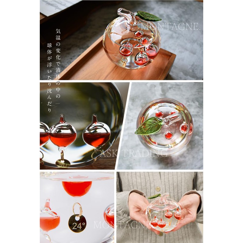 Glass Float Thermometer, Apple, Galileo Thermometer, Science, Interior, Object, Figurine,