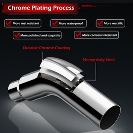 A-KARCK Turn Down Exhaust Tip 4.0" Inlet with a Clamp, Chrome Tailpipe Tip with 4.0" Inlet 5.0" Outlet 23" Overall Length, Chrome Structure for High Temperature Resistance