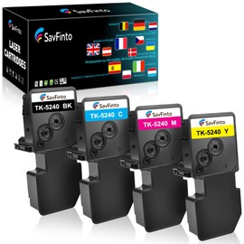 SavFinto TK-5240 Toner Compatible with Kyocera ECOSYS M5526cdw Replacement for Kyocera TK5240 TK5240 Compatible with Kyocera Ecosys M5526cdw M5526cdn P5026cdw P5026cdn (1 Black, 1 Cyan, 1 Magenta, 1