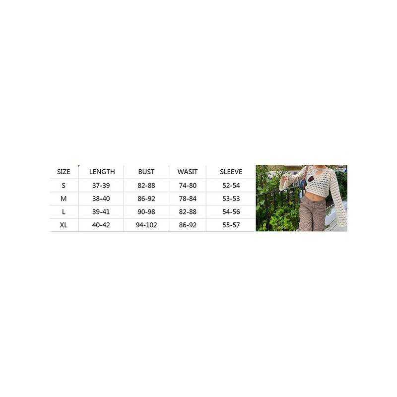 LYSINK Women Y2k Hollow Out Crochet Cover-Up Long Sleeve Solid