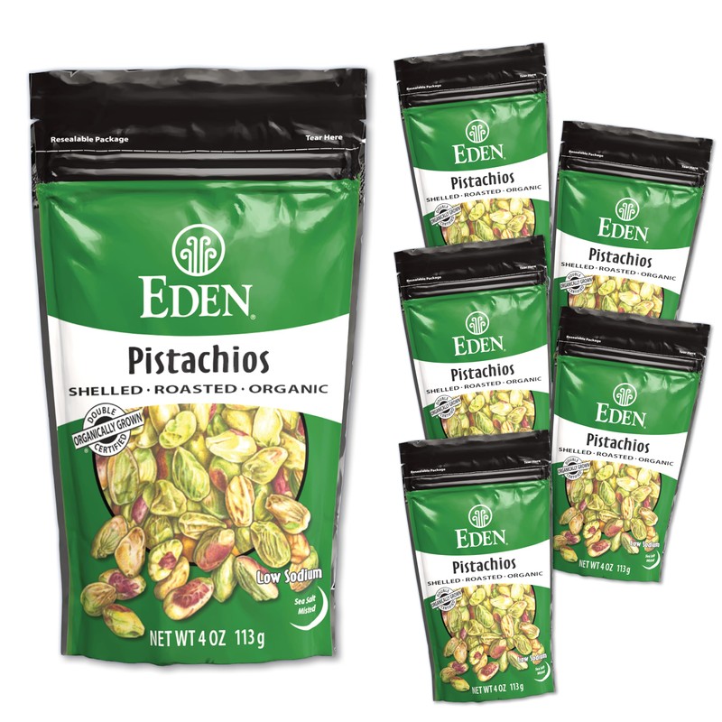 Eden Organic Pistachios, Shelled, Roasted, and Misted with Sea Salt,