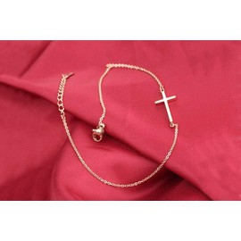 Kim Johanson Stainless Steel Women's Anklet Cross in Rose Gold with a Strong Lobster Clasp Including Jewellery Bag, Stainless Steel