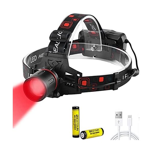 50000 Lumens Hunting Red Light Rechargeable Headlamp LED Tactical Head