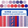 15 Pieces Labor Day American Flag Faux Leather Sheets Glitter