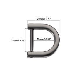sourcing map 15mm(0.59") U Shape Horseshoe D-Rings Zinc Alloy Screw-in Buckle for DIY Craft, Black 4pcs