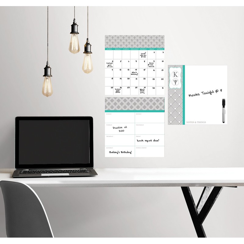 WallPops Pimlico Dry Erase Combo Wall Decal with Monogram, Multi-Colour