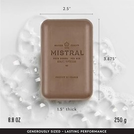 Jabón de lujo Mistral para hombres, madera de teca, 8.8 oz