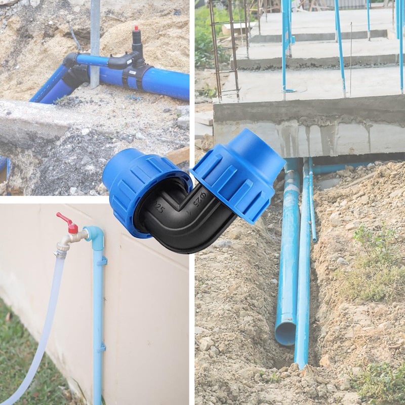 PP Compression Fitting Angle 32 mm PE Pipe, Pack of