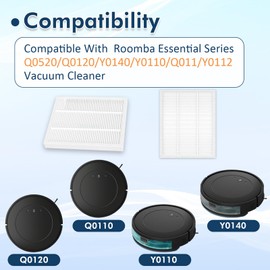 15 Pack Q0520 Q0120 Q011 Y0140 HEPA Filters Compatible for Roomba Combo Essential and Mop Robot Vacuum Y0112 Y0110 Q0120 Q011 Y0140 Q0520, Filters Replacement Parts Accessories Kit