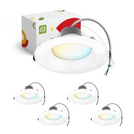 ASD 8 Inch Commercial Canless LED Downlight, Power Adjustable 12/20/30W Lighting, Dimmable Recessed Ceiling Light Fixture, 5 Color Temperatures 2700K-5000K, 120-277V IC Rated UL & Energy Star 4 Pack