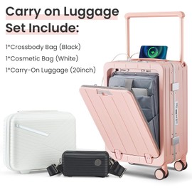 Aluminum Frame 20 Inch Carry-On Luggage with Front Open Compartment