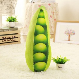 GracesDawn Green Simulation Vegetables, red Peppers, Broccoli, Bitter Melon, peas, Cabbage Vegetable Stuffed Plush Toys, Lumbar Pillows, Ideal Gift for Children (Peas 21.5 inches Long)