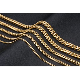 Women Men Chunky Cuban Chain Necklace, 12mm Width, 70cm Length, Stainless Steel, Gold Plated, with Gift Box