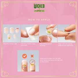 WICKED X imPRESS Press On Nails, New Improved Adhesive, Up To 10 Day Hold, ‘Tulip Harvest’, Pink, Medium Almond, Includes 30 Fake Nails, 1 Prep Pad, 1 Manicure Stick, 1 Mini File