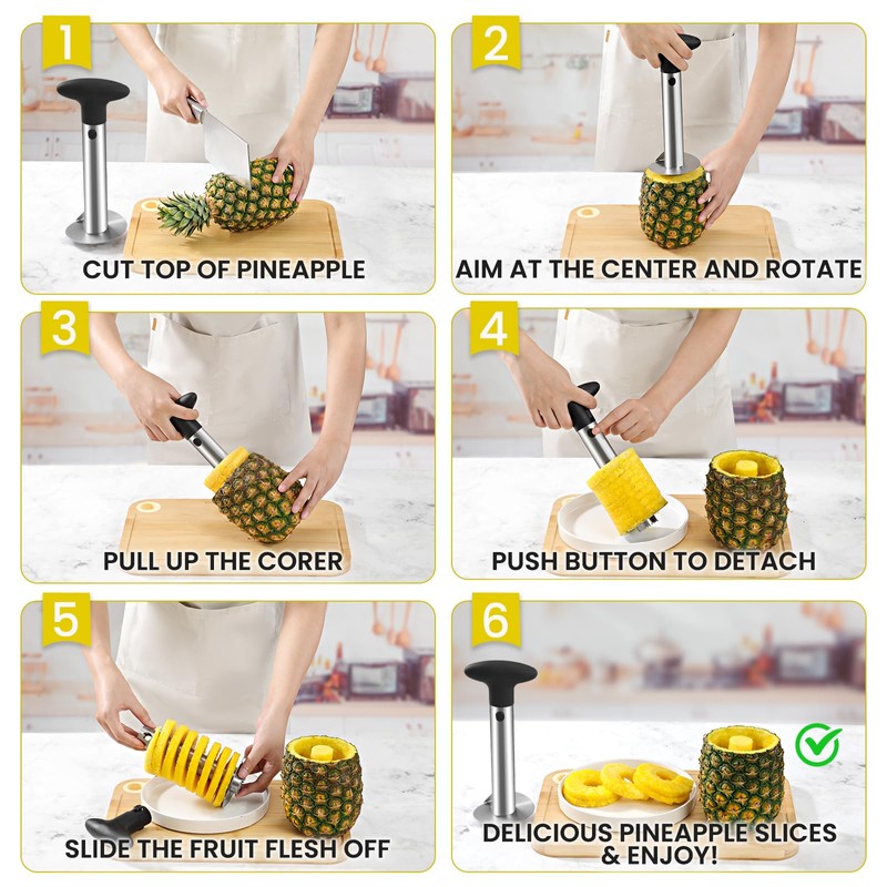 AUBENR Premium Pineapple Corer and Slicer Tool - Sharp Pineapple