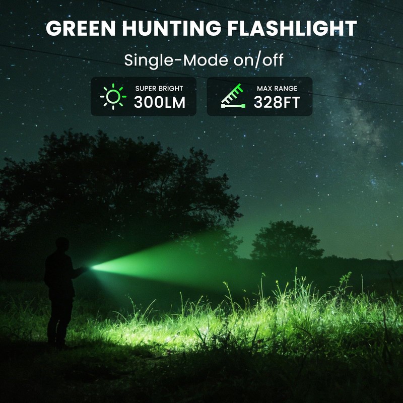 ULTRAFIRE 2 Pack Rechargeable Mini Green Light Flashlight, Single Mode