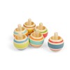 Bigjigs Toys Spinning Tops - 6pcs Wooden Spinner Set, Retro