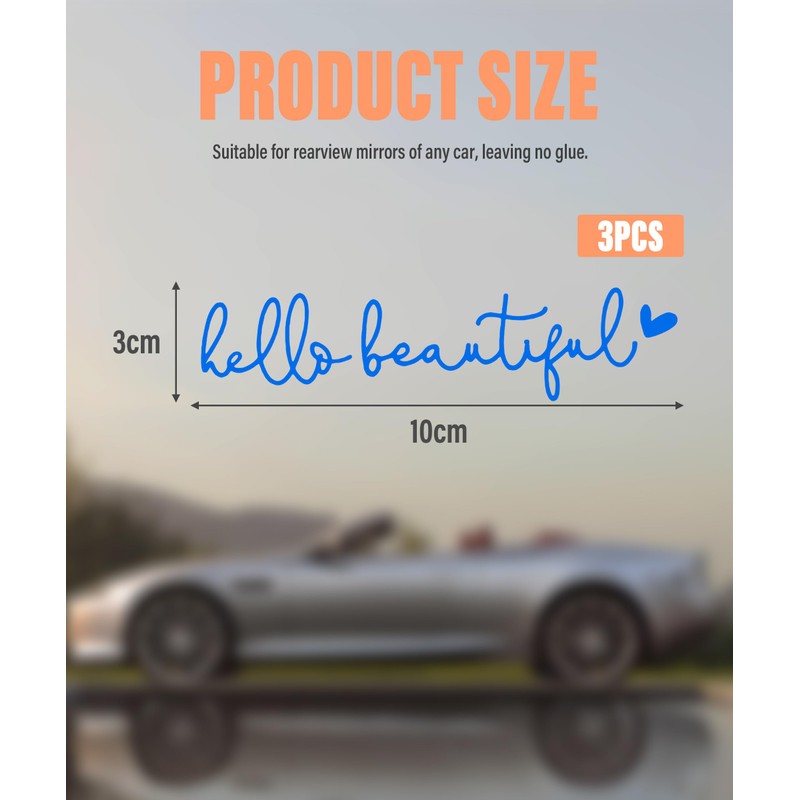 RACOONA Rearview Mirror Decal,Hello Beautiful Decal,Car Accessories Stickers Rearview Mirror