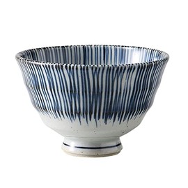 Hasami Ware Lightweight Tea Bowl, Rice Bowl Medium, Inner and Outer Chijisen Blue, Made in Japan 74003