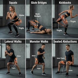 Paquete de 6 bandas de resistencia XX, bandas de entrenamiento de goma natural de alta calidad para ejercicio, bandas de fitness gruesas y resistentes