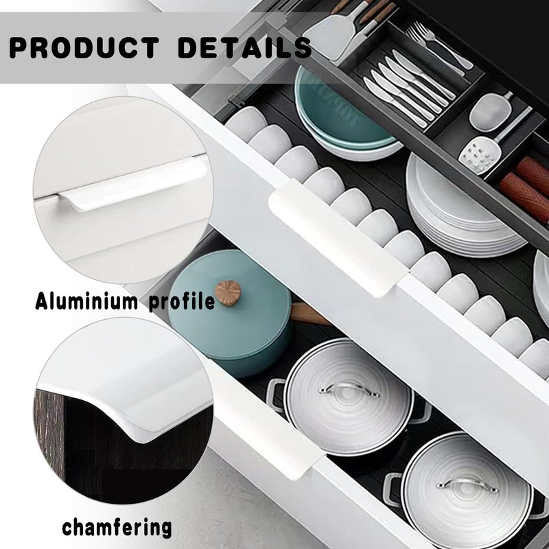 VNIDJGB 4 Pcs Edge Pull Handles,White Finger Edge Pull,Recessed Concealed