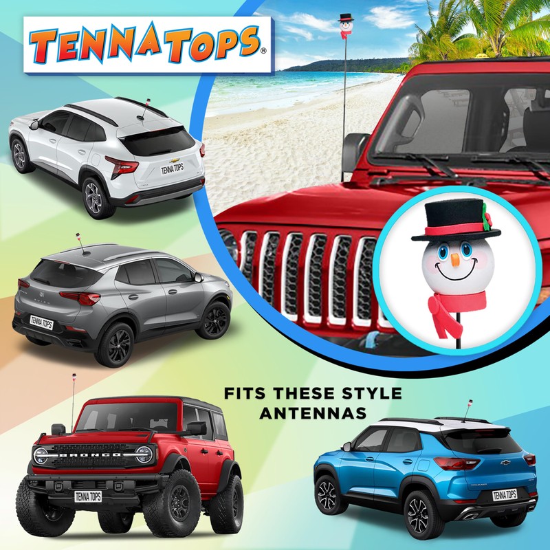 Tenna Tops Frosty Snowman Car Decor Antenna Topper Auto Accessory