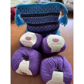 Lotus Yarns Autumn Wind Cotton/Cashmere Blend Purple#22, Lot8903 Yarn-4 SKEINS