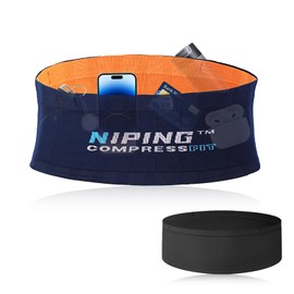 LURNODY Pack of 2 Running Bag Jogging, Highly Elastic Bum Bag Sport, Used for Transporting Mobile Phones, Keys, Water Bottles etc. During Sports (M,L), Black, Blue/Orange, Mode