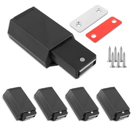Redunest Heavy Duty Push to Open Door Latch, 5 Pack Black Magnetic Push Latches, Hidden Push Touch Latch Hardware for Push to Open Cabinet, Magnetic Door Catch for Cabinet Drawer Wardrobe Kitchen Door