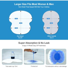 Almohadillas de sudor grandes en las axilas, almohadillas de sudor para las axilas para mujeres y hombres 【100 paquetes】 Escudo de sudor premium para combatir la hiperhidrosis, almohadillas desechables para las axilas para mujeres sudorosas, cómodas sin s