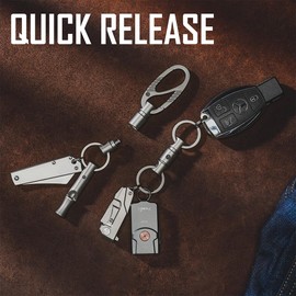 [KeyUnity] KA45 Titanium Key Ring 360° Swivel Connector Breakaway Quick Release Keychain with Key Ring, KA51SW