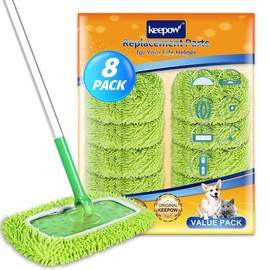 KEEPOW Dry Sweeping/Wet Mopping Cloths for Swiffer Sweeper Mop Deluxe Reusable & Washable Microfiber Mop Pads for All 10 Inches Flat Mop (Mop is Not Included):_8 pack