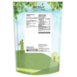 Food to Live Organic Black Lentils, 5 Pounds – Non-GMO, Whole Dry Pulses, Raw, Sproutable, Kosher, Vegan, Bulk Legumes, Black Masoor Daal. Rich in Thiamin, Folate, Protein. Great for Tacos, Soups