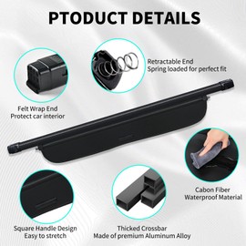 Tecoom Interior Trunk Cargo Cover fit for Honda CRV 2003 2004, Carbon Fiber Retractable Anti-Peeping Security Shield Shade Organizer, Rear Luggage Privacy Screen Car Accessories for Honda CRV