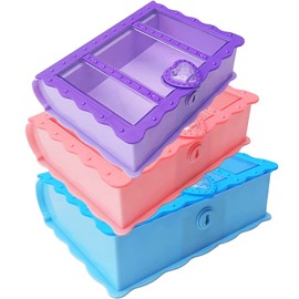 FOMIYES 3pcs Book-Shaped Storage Box for Boys and Girls Cute Cartoon Design Candy Boxes Lockable Storage for Stationery and Toys