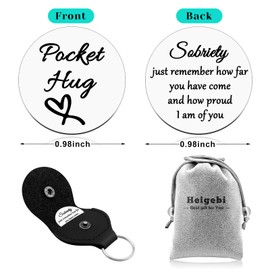 Proud of You Gifts Pocket Hug Token Sober Gifts for Women Men Inspirational Quotes Keychain for Alcoholics Anonymous AA NA Addiction Recovery Sober Anniversary Keepsake Stainless Steel Double Sided