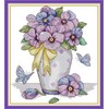 CROSSDECOR Stamped Cross Stitch Kits,Flower Pattern Cross-Stitch Needlepoint Kits for Beginners,Embroidery Kit Arts and Crafts for Home Wall Decor Gifts-Purple Vase 29×32cm