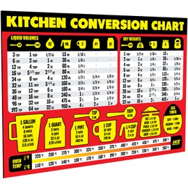 Kitchen Measurement Conversion Chart Magnet - Extra Large Easy to Read Magnetic Kitchen Decor - Weight, Liquid, Temperature Recipe Measuring Tool - Cooking, Cookbook & Baking Accessories Fridge Magnet