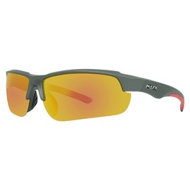Maxx Mirrored Polarized Sport Sunglasses in Gunmetal with Red Accents - Maxx 8