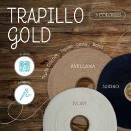 Trapillo Gold Pack x3 y x5 | Hilo para Tejer - Estambre para Crochet - Decoración Hogar para Cojines Bolsos Tapetes y Más | Completa tu Crochet Kit | Poliéster con Elastano 50 Metros y 3 cm Grosor.