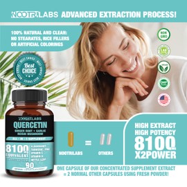 All-in-1 8100mg Highest Potency Quercetin, Elderberry, Turmeric, Reishi Mushroom, Vitamin C, D, Ginger Root, Zinc, Nettle Leaf - Immune, Energy, Antioxidant & Joint Health Support - 90 Vegan Capsules