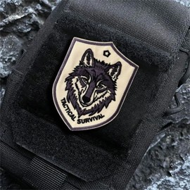 Velcro Patches Tactical Survival Wolf Patch Velcro Military Morale Tactical Patches Embroidery Patch for Backpacks Sticker Badge Velcro Straps