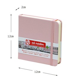 Talens T9314-014M Art Creations Sketchbook, Drawing Notebook, 4.7 x 4.7 inches (12 x 12 cm), Pastel Pink, Thickness: 4.1 oz/sq ft (140 g/m2), Fine, Acid Free Paper, 80 Sheets Bound