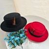 Cotilafi Classic Pork Pie Hat with Feathers Flat Top Fedora,