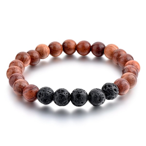 Mystiqs Lava Rock and Dark Wood Beaded Bracelet Essential Oil Diffuser for Men,Women Aromatherapy Ideal for Anti-Stress or Anti-Anxiety